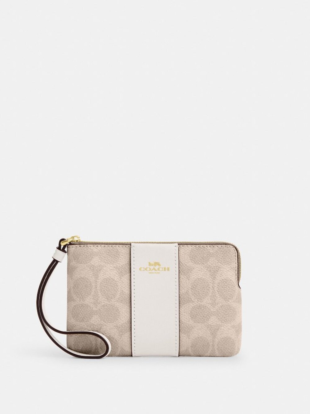 Coach Outlet Corner Zip Wristlet In Signature Canvas With Stripe